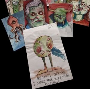 ORIGINAL ART! Zombie Sketch watercolor 1/1